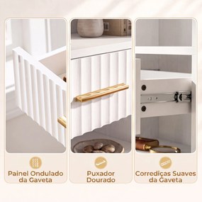 Estante para Livros Alta e Estreita, Estante de 7 Níveis com Gaveta, 6 Compartimentos Abertos, 60x24x182 cm, Branco