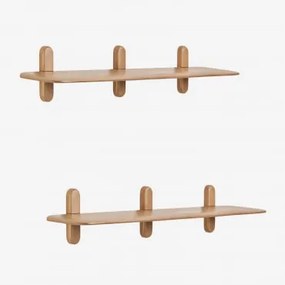 Pack De 2 Prateleiras De Parede Em Madeira Veleta Madeira De Manga & ↔︎ 130 Cm - Sklum