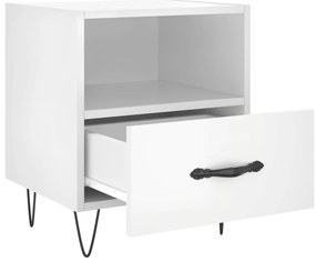 Mesa de cabeceira derivados de madeira branco brilhante