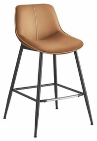Conjunto de 2 bancos altos VASAGLE, cadeiras de bar, encosto ergonômico, couro sintético, pernas de metal com pés universais ajustáveis, 62 cm de altura, bar doméstico, fácil montagem, marrom caramelo LBC088K01