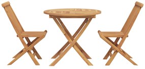 Conjunto Bistro de Jardim em 3 Peças Madeira Sólida de Acácia