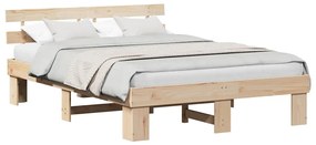 Estrado de Cama com Cabeceira 140x200 cm Madeira Maciça de Pinho
