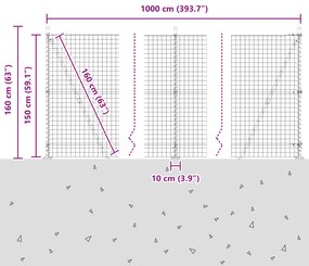 Cerca Euro com 7 Postes Flangeados 1,5x10 m Aço Galvanizado