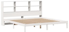 Cama com estante sem colchão 180x200 cm pinho maciço branco