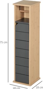 Suporte para papel higiénico 18 x 18 x 75 cm Porta-papel higiénico - 2 níveis, MDF cinzento bambu