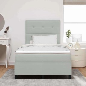 Cama Box com Colchão e Luz LED Cinza Claro 120x200 cm Veludo