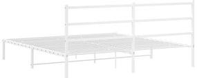Estrutura de cama com cabeceira 200x200 cm metal branco