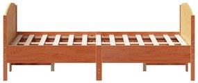 Cama sem colchão 160x200 cm madeira pinho maciço castanho-mel