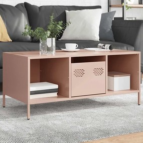 Mesa de centro 101,5x50x43,5 cm aço laminado a frio rosa