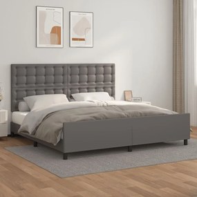 3125595 vidaXL Estrutura cama c/ cabeceira 200x200cm couro artificial cinzento