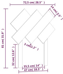 Cabeceira de cama 72,5x3x81 cm pinho maciço cinzento