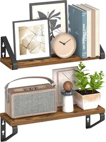 Conjunto de 2 prateleiras de parede 12,7 x 40 x 11,2 cm Castanho vintage + Preto