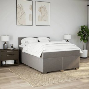 Cama com molas/colchão 160x200 cm tecido castanho-acinzentado