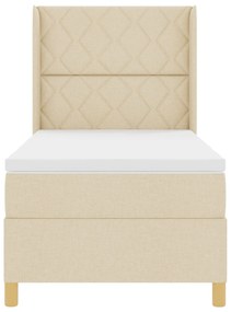 Cama Box Spring vidaXL com Colchão e LED Creme 90x200 cm Tecido