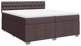Cama com molas/colchão 200x200 cm tecido castanho-escuro