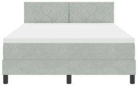 Cama Box Spring vidaXL com Colchão Cinza Claro 140x200 cm Veludo