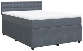 Cama com molas/colchão 160x200 cm veludo cinzento-escuro