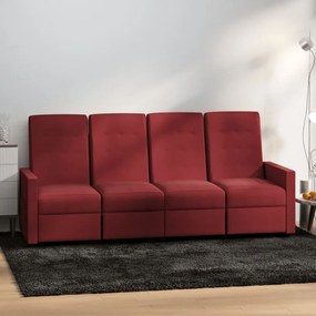 vidaXL Sofá reclinável de 4 lugares tecido vermelho tinto