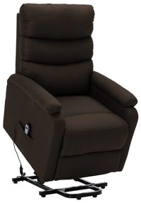 vidaXL Poltrona elevatória tecido castanho-escuro