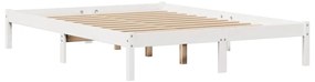 Cama sem colchão 160x200 cm madeira de pinho maciça branco