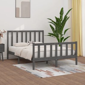vidaXL Estrutura cama pequena casal 120x190 cm pinho maciço cinza