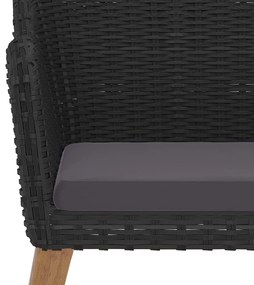 5 pcs conjunto de jantar p/ jardim c/ almofadões preto