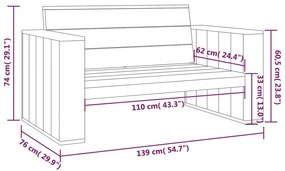 Banco de jardim 139 cm pinho impregnado