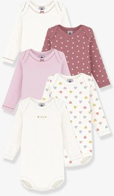 Lote de 5 bodies de mangas compridas PETIT BATEAU rosa