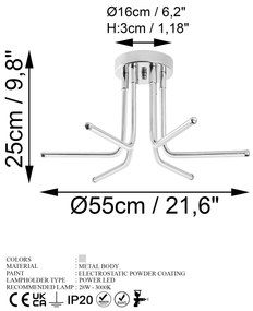 Candeeiro de Teto Leddaisy – Cromado – 55 x 25 x 55 cm