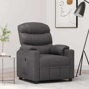vidaXL Poltrona reclinável elétrica couro artificial cinzento