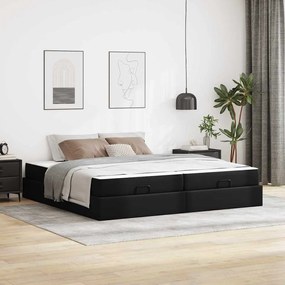 vidaXL Estrutura de cama com colchão Outros Preto 200 x 200 cm