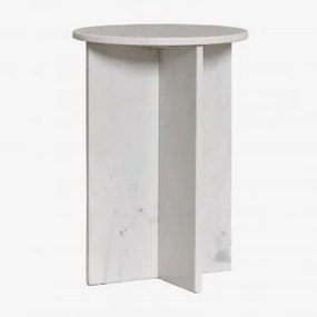 Pack De 2 Mesas De Cabeceira Ø35 Cm Em Mármore Mencia Mármore Branco Banswara - Sklum
