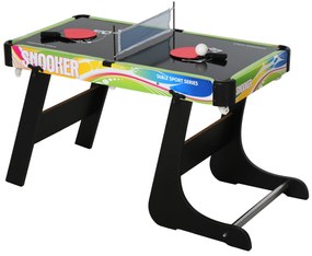 HOMCOM Mesa de Jogos Dobrável 4 em 1 Matraquilhos Hóquei de Mesa Bilhar Pingue-Pongue e Acessórios Incluídos 86,5x43,5x64 cm Multicor | Aosom Portugal