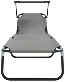 Espreguiçadeiras Dobráveis 2 pcs com Teto Cinza Tecido Oxford 600D