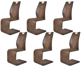vidaXL Cadeiras de jantar 6 pcs couro artificial castanho