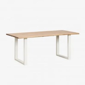 Mesa De Jantar Retangular Em Madeira De Acácia E Aço (180x90 Cm) Maupi Gardénia Branco - Sklum