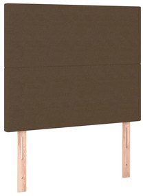 Cama box spring c/ colchão/LED 100x200cm tecido castanho-escuro