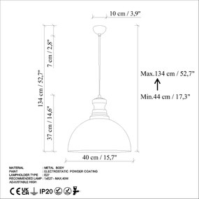 Candeeiro de Teto Kure – Laranja – Ø40 h:37 cm