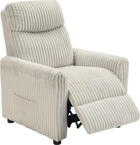HOMCOM Poltrona Relax Reclinável Manual Estofada em Veludo com Apoio para Pés 73x86x100 cm Creme | Aosom Portugal