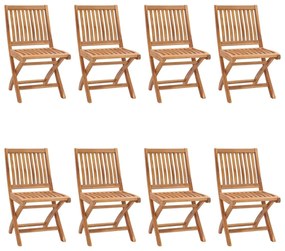 Cadeiras de jardim dobráveis c/ almofadões 8 pcs teca maciça