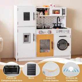 Cozinha de Brincar para crianças com forno, máquina de lavar roupa, micro-ondas, sons e luzes Brinquedo simbólico do chefe para crianças a partir dos