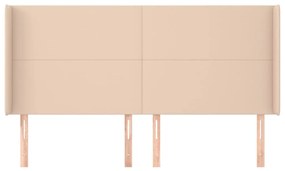Cabeceira cama c/ abas couro artif. 183x16x118/128cm cappuccino
