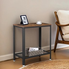 Mesita auxiliar de estilo industrial con estante 60 x 30 x 60 cm castanho-preto vintage