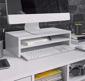 Suporte de Monitor Gamil – 46x13 cm – Branco Mate com 2 Compartimentos