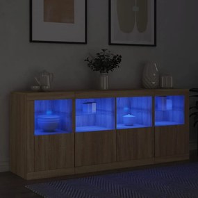 Aparador com luzes LED 163x37x67 cm carvalho sonoma