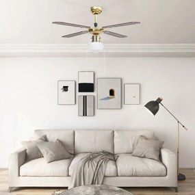 51486 vidaXL Ventoinha de teto com luz 106 cm castanho