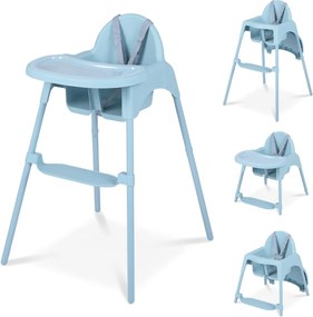 Cadeira refeição alta conversível 4 em 1 para bebés 2 alturas comTabuleiro duplo removível Arnês de 5 pontos Apoio para os pés Fácil de limpar 6-36 me