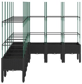 Vaso/floreira de jardim c/ treliça 200x160x142,5 cm PP preto