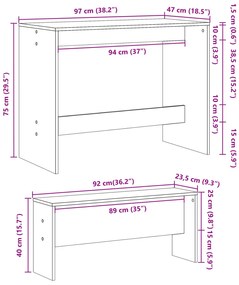 3 pcs conj. mesa de jantar e banco derivados de madeira branco