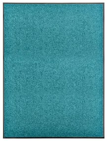 323460 vidaXL Tapete de porta lavável 90x120 cm azul ciano